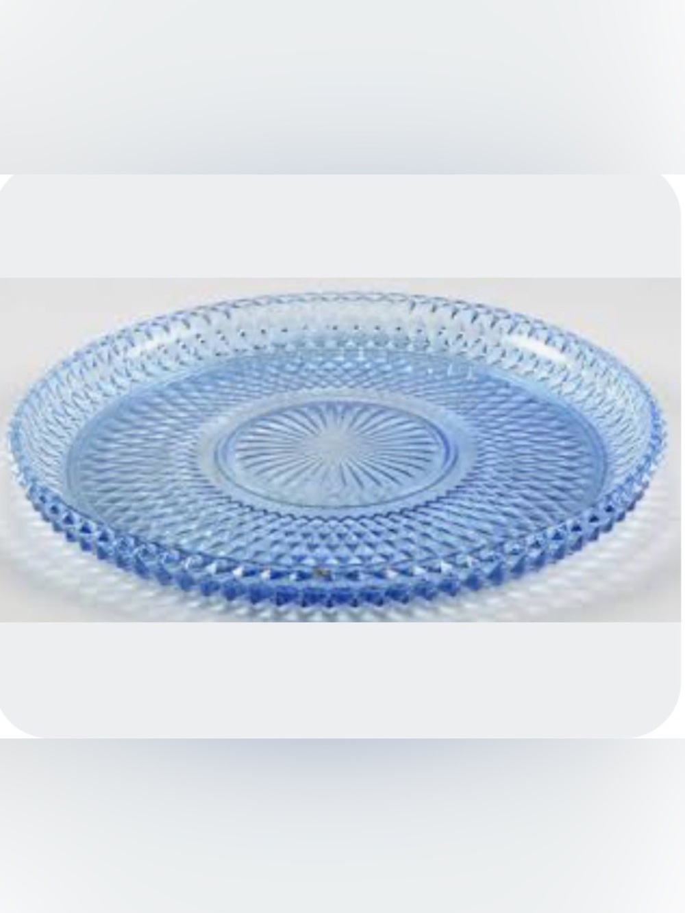 Vintage Indiana Glass Ice Blue Diamond Point Serving Platter 12.5”